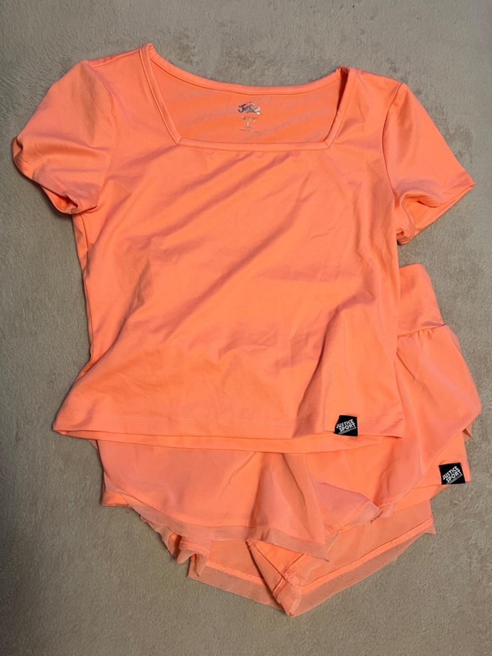 Justice Peach Square Neck Short Sleeve Top